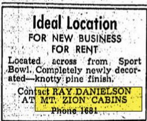 Mt. Zion Cabins - July 1947 For Rent (newer photo)